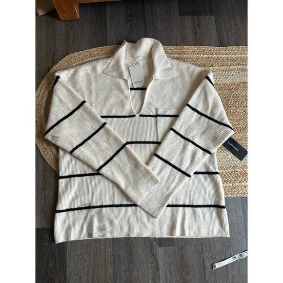 WEEKEND LOS ANGELES Women's Cressida Stripe Johnny Collar Sweater Size 1X - Picture 4 of 16